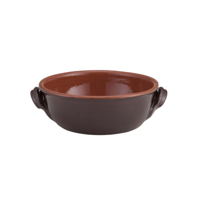 Eco Tegame 2 Manici Coccio da Fuoco Marrone Bicolore 18 cm H 6,4