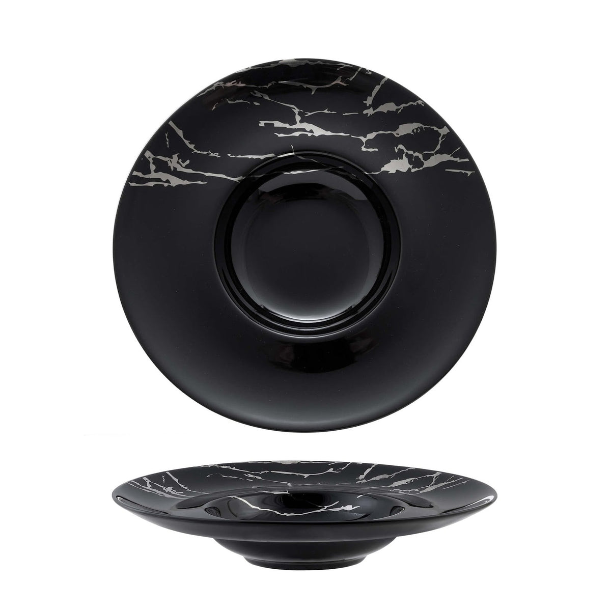 Thunder Piatto Pasta Gourmet Nero e Argento Ø 27 cm