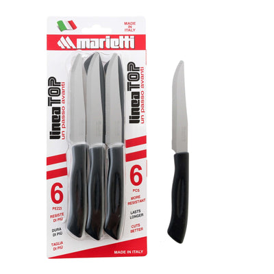 Marietti Top Coltello Bistecca Lama Seghettata Manico in Polipropilene Confezione 6 Pezzi