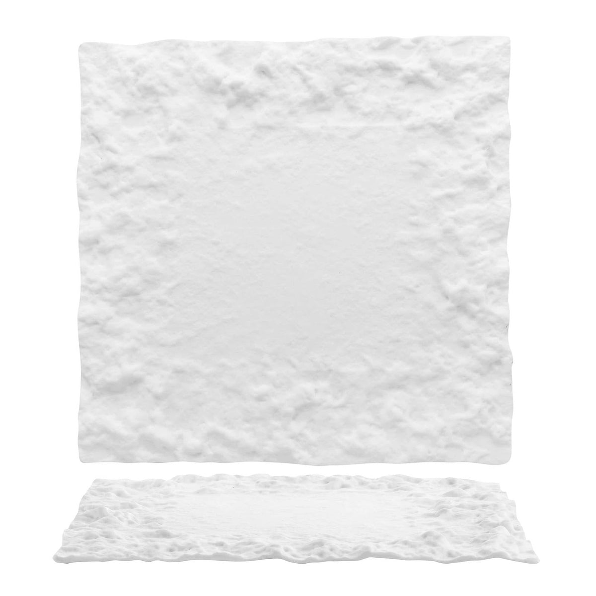 Roccia Vassoio Quadrato in Vetro Bianco Lavorato a Mano 31x31 cm 2 Pezzi