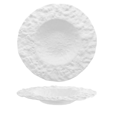 Roccia Piatto Pasta in Vetro Bianco Lavorato a Mano 28 cm 2 Pezzi