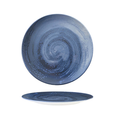 Vortice Blu Piatto Piano in Stoneware Digital Print Ø 26 cm 6 Pezzi