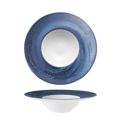 Vortice Blu Piatto Pasta in Stoneware Digital Print Ø 25 cm 6 Pezzi