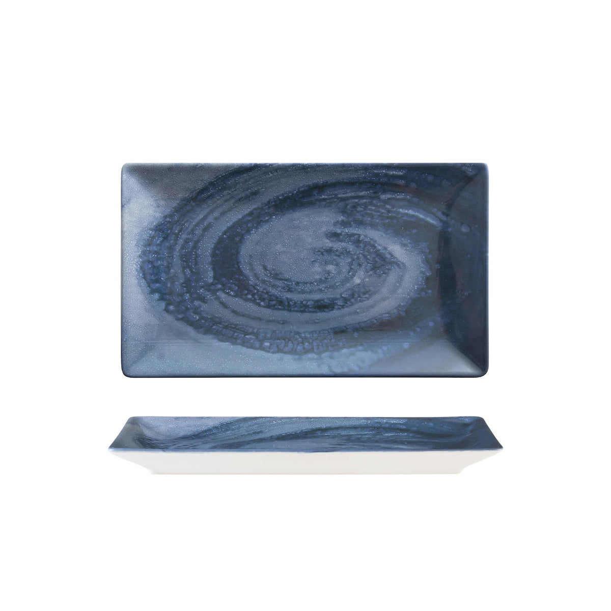 Vortice Blu Vassoio Rettangolare in Stoneware Digital Print 25x15 cm 6 Pezzi