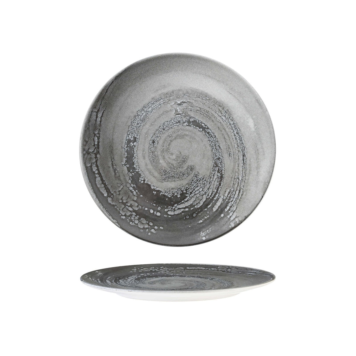 Vortice Grigio Piatto Frutta in Stoneware Digital Print Ø 20 cm 6 Pezzi