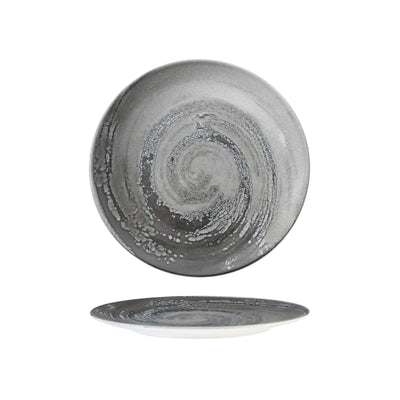 Vortice Grigio Piatto Frutta in Stoneware Digital Print Ø 20 cm 6 Pezzi
