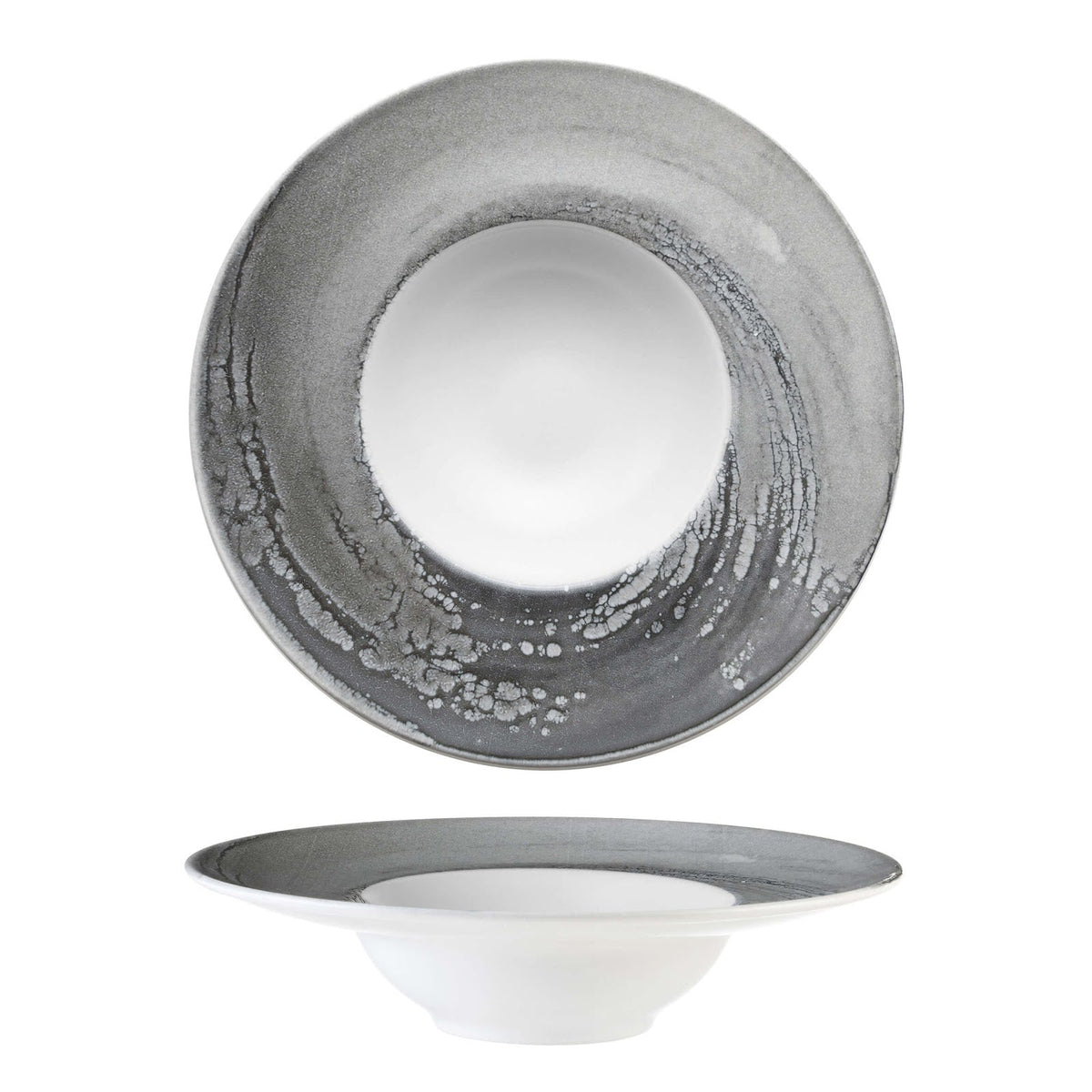 Vortice Grigio Piatto Pasta in Stoneware Digital Print Ø 28 cm 6 Pezzi