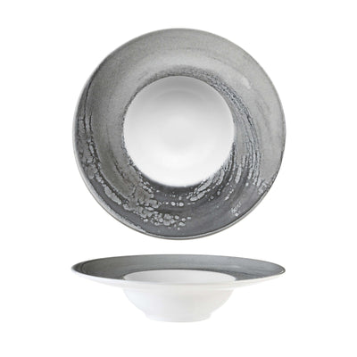 Vortice Grigio Piatto Pasta in Stoneware Digital Print Ø 25 cm 6 Pezzi