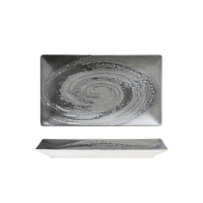 Vortice Grigio Vassoio Rettangolare in Stoneware Digital Print 25x15 cm 6 Pezzi