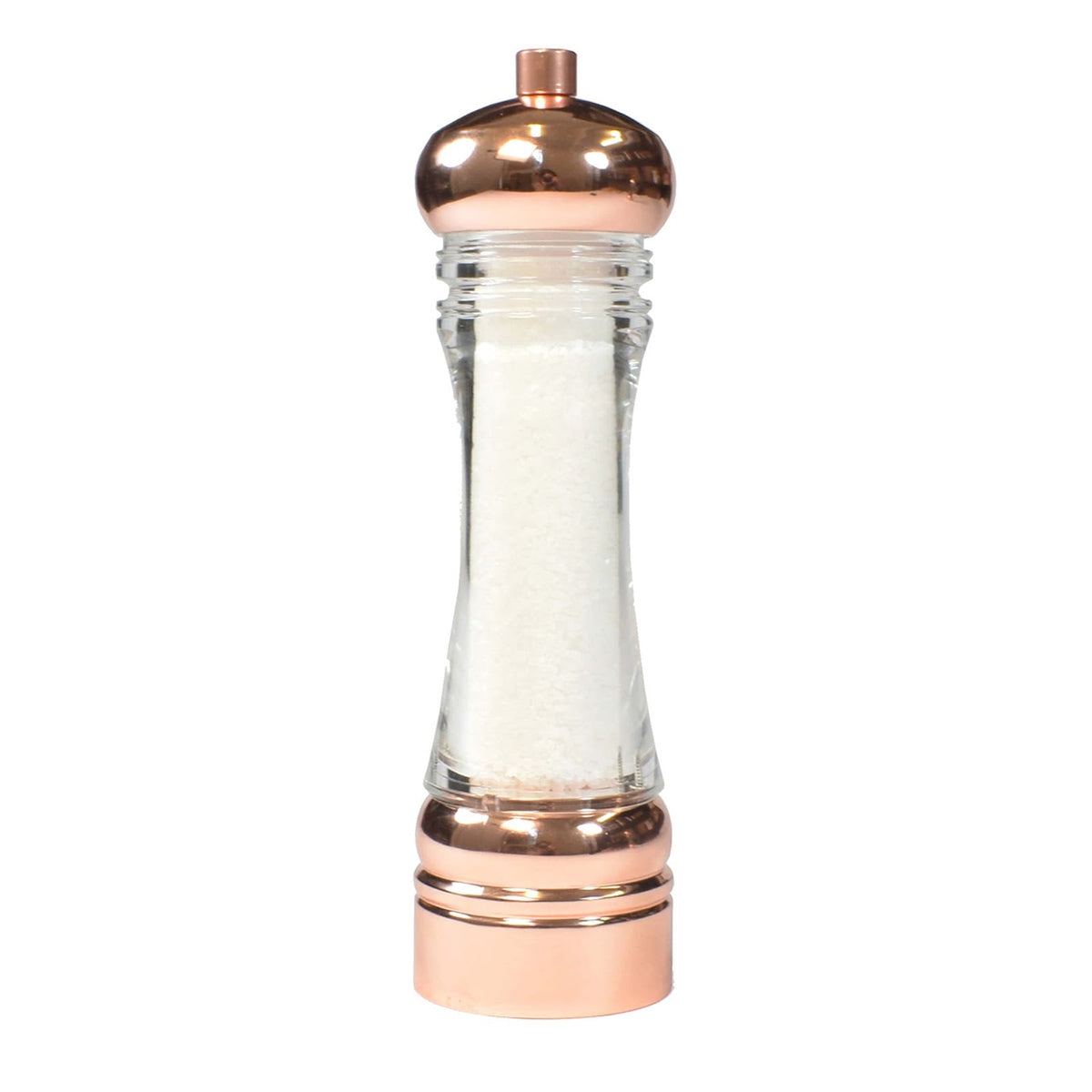 Macinasale in Acrilico con Base e Testa Placcate Rame Macina in Ceramica H 21,5 cm