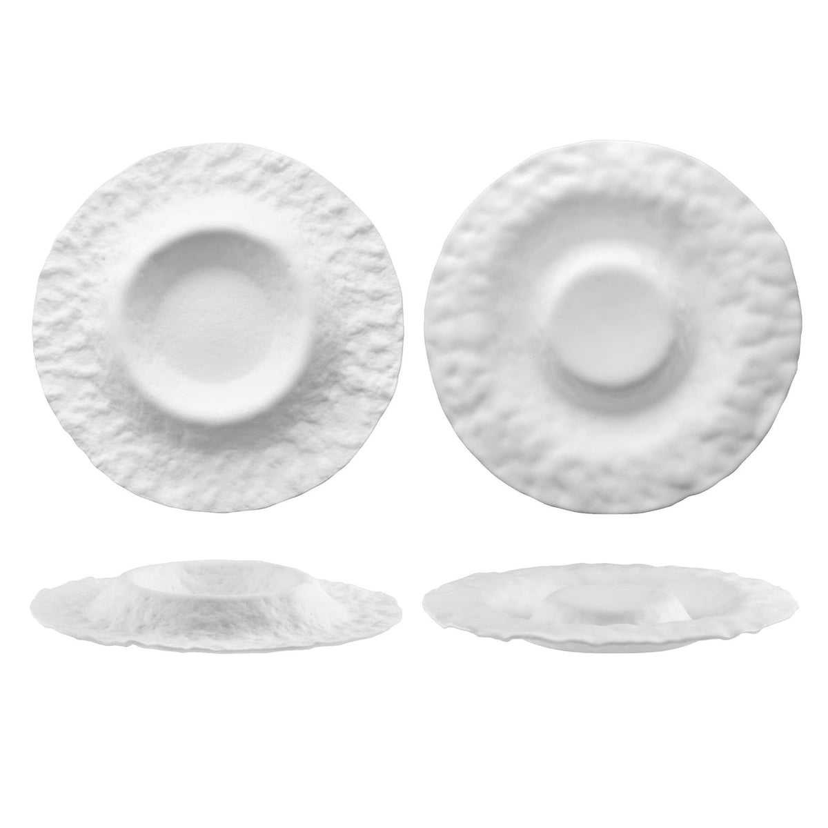 Piatto Gourmet Roccia Vulcano Doppio Utilizzo Vetro Bianco 31 cm 2 Pezzi