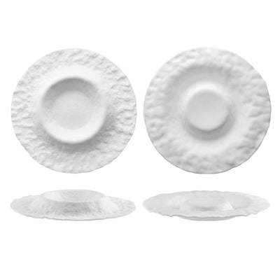 Piatto Gourmet Roccia Vulcano Doppio Utilizzo Vetro Bianco 31 cm 2 Pezzi