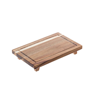 Tagliere Rettangolare in Acacia con Raccogli Liquidi e Piedi 30x20 cm H 5