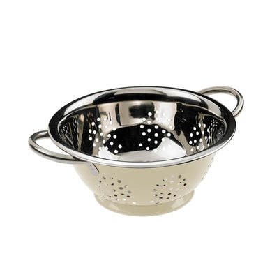 Cestino Scolapasta in Acciaio Inox Smaltato Avorio Diametro 18 cm