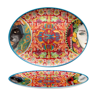 Vassoio Ovale in Melamina Decoro Caltagirone 45,6x34,7 cm