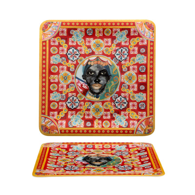 Vassoio Quadrato in Melamina Decoro Caltagirone 35,6x35,6 cm