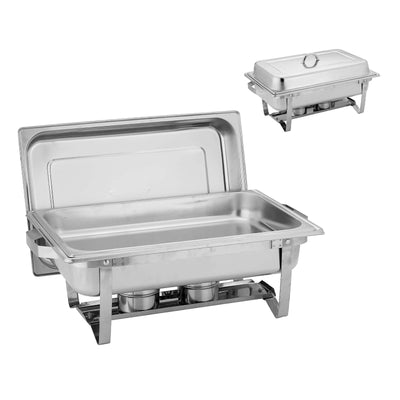 Scaldavivande Rettangolare Inox AISI 430 con Fornellino e Coperchio 62x35 cm