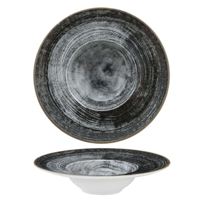 Saturnia Black Round Piatto Pasta in Porcellana Digital Print 27,5 cm 6 Pezzi