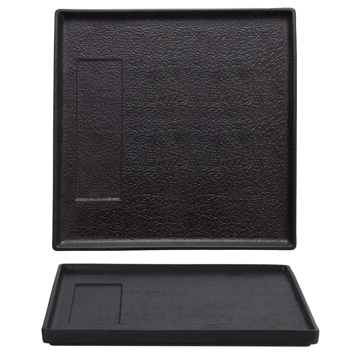 Etna Vassoio Quadrato Nero in Porcellana con Inserto Rettangolare 30x30 cm