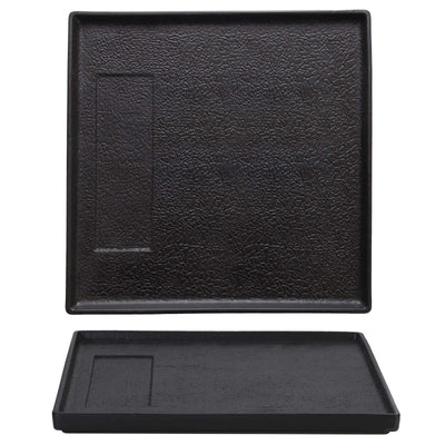 Etna Vassoio Quadrato Nero in Porcellana con Inserto Rettangolare 30x30 cm
