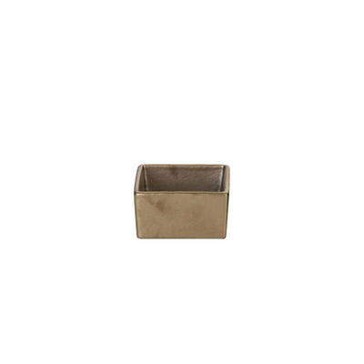 Etna Gold Matt Coppetta Quadrata in Porcellana 6x6 cm H 3,2 cm 6 Pezzi