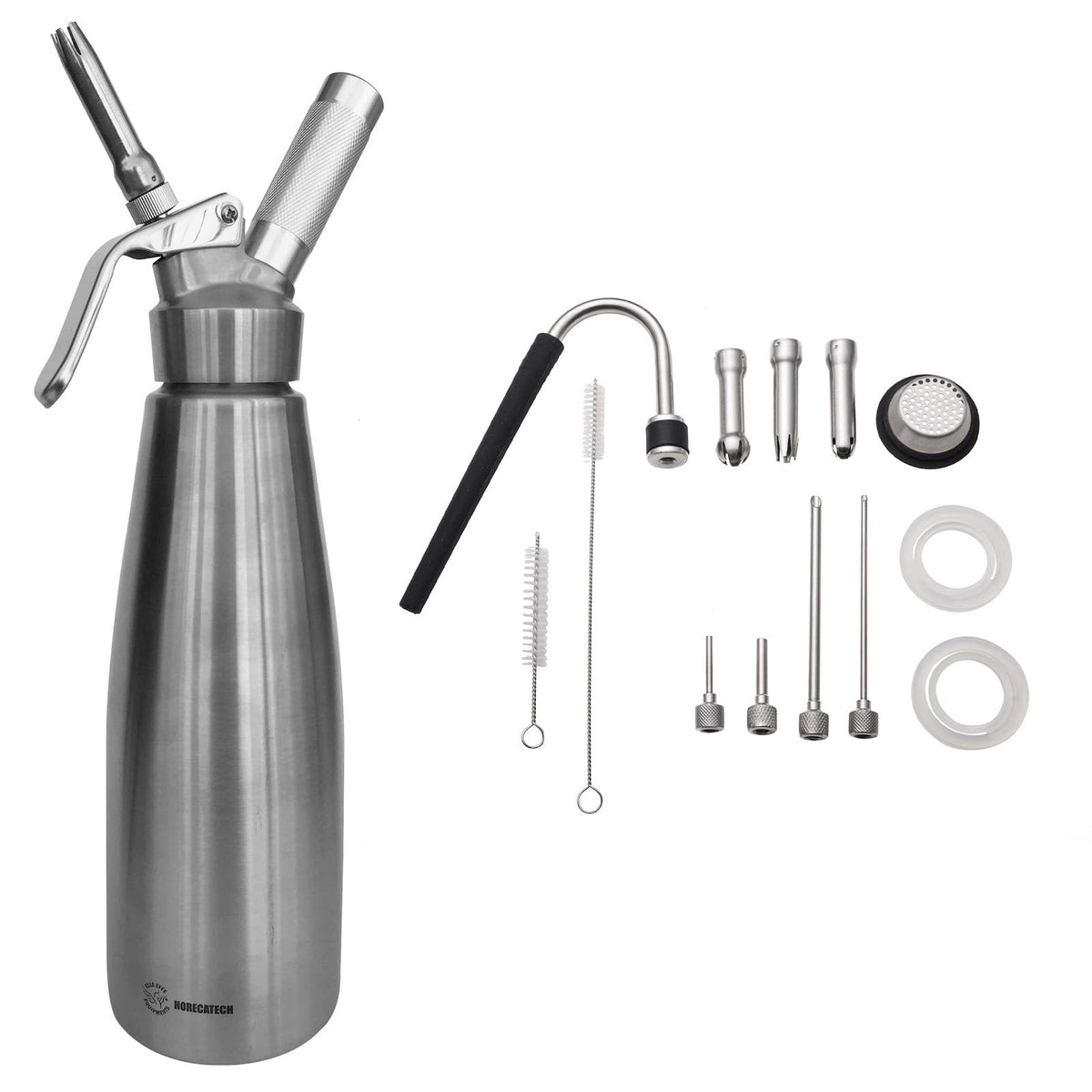 Sifone per Spume in Acciaio Inox 1 L con Accessori 1 Pezzo