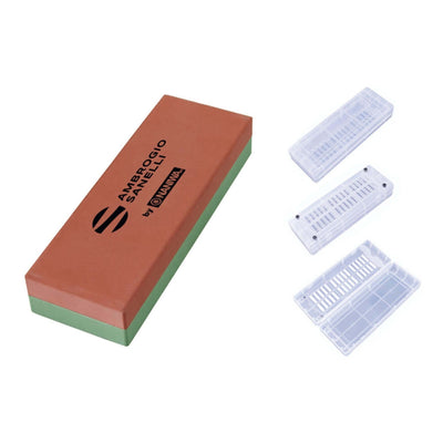 Sanelli Pietra Affilacoltelli Grana 220/1000 18,5x6,5 cm con Supporto