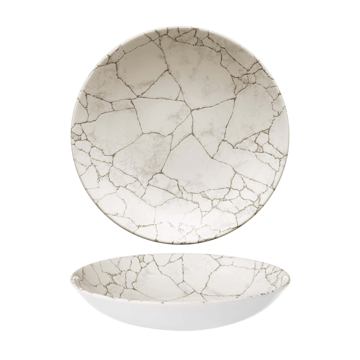Churchill Studio Prints Kintsugi Grigio Agata Piatto Fondo 24,8 cm 12 Pezzi