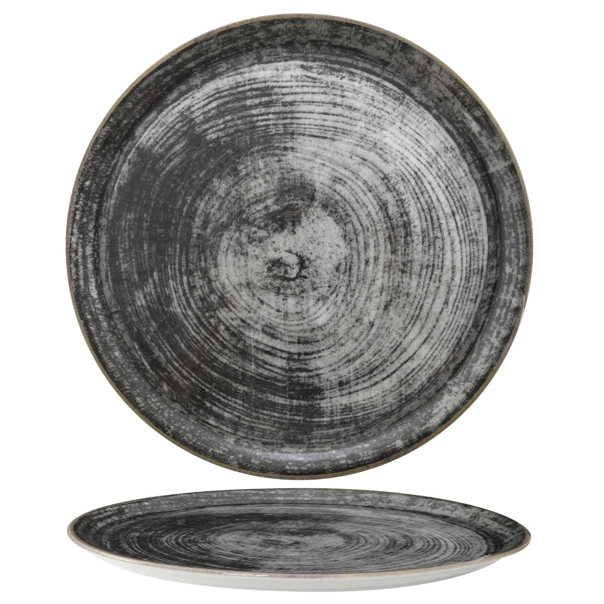 Saturnia Black Round Piatto Pizza in Porcellana 33 cm 6 Pezzi
