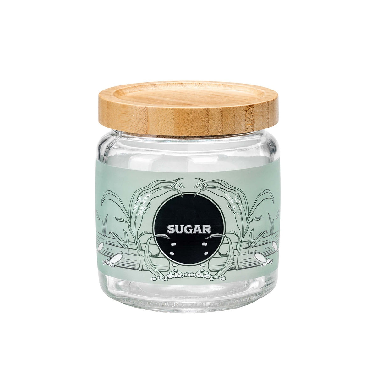 Bormioli Rocco Giara Bamboo Barattolo Zucchero Verde in Vetro con Tappo in Bamboo 75 cl 6 Pezzi
