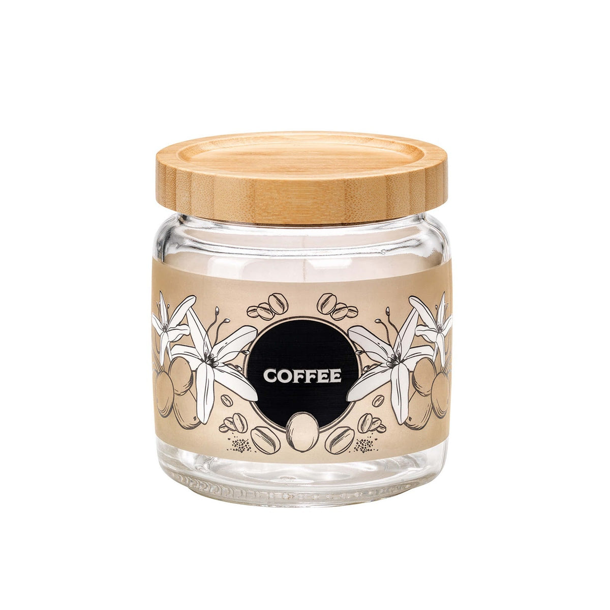 Bormioli Rocco Giara Bamboo Barattolo Caffè Beige in Vetro con Tappo in Bamboo 75 cl 6 Pezzi