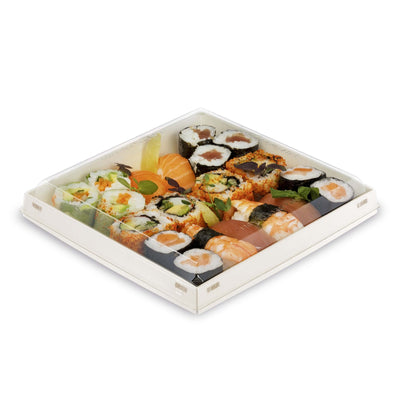 Contenitore in Cartoncino Impilabile con Coperchio Anti Appannamento in PET 75 cl 18x18 cm 160 Pezzi