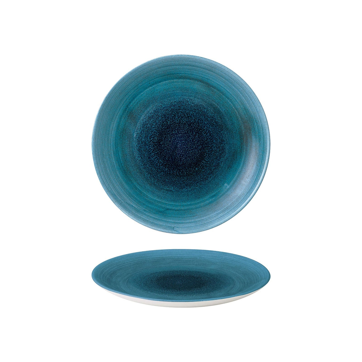 Churchill Stonecast Aqueous Azzurro Piatto Piano in Ceramica Decorata a Mano 28,8 cm 12 Pezzi