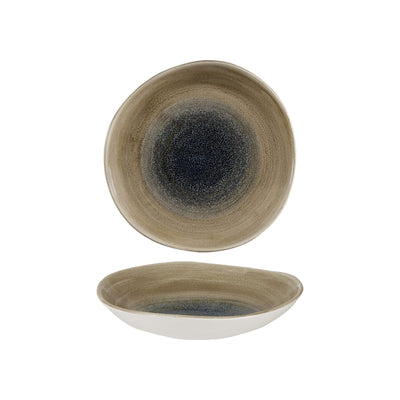 Churchill Stonecast Aqueous Marrone Piatto Fondo Organic in Ceramica Decorata a Mano 25,3 cm 12 Pezzi