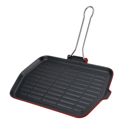 ILSA Bistecchiera in Ghisa Smaltata con Manico Pieghevole per Induzione 36x23 cm