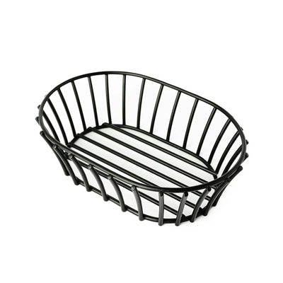 Cestino Pane in Filo Inox Nero Ovale 20x14 cm H5,5
