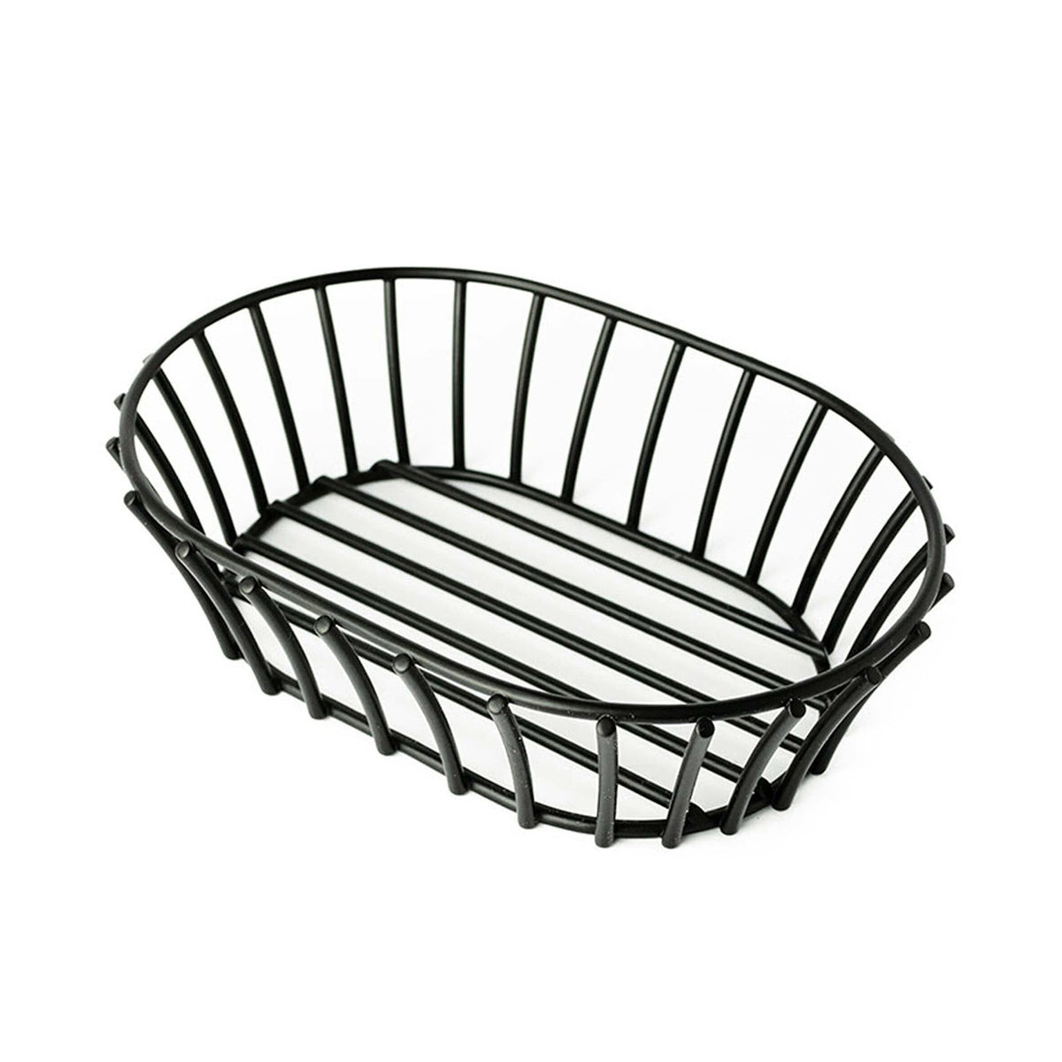 Cestino Pane in Filo Inox Nero Ovale 24x14,5 cm H5,5