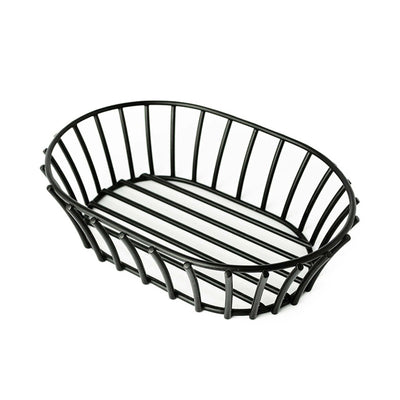 Cestino Pane in Filo Inox Nero Ovale 24x14,5 cm H5,5