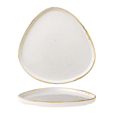 Churchill Stonecast Bianco Puntinato Piatto Piano Triangolare Impilabile Ø 26 cm 6 Pezzi