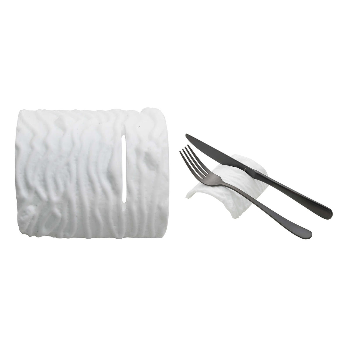 Poggiaposate Tronco in Vetro Lavorato a Mano Bianco 9,5x8,4 cm 6 Pezzi