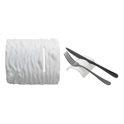 Poggiaposate Tronco in Vetro Lavorato a Mano Bianco 9,5x8,4 cm 6 Pezzi