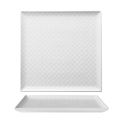 Marrakesh Piatto Piano Quadrato Porcellana Bianca 25,5x25,5 cm 12 Pezzi