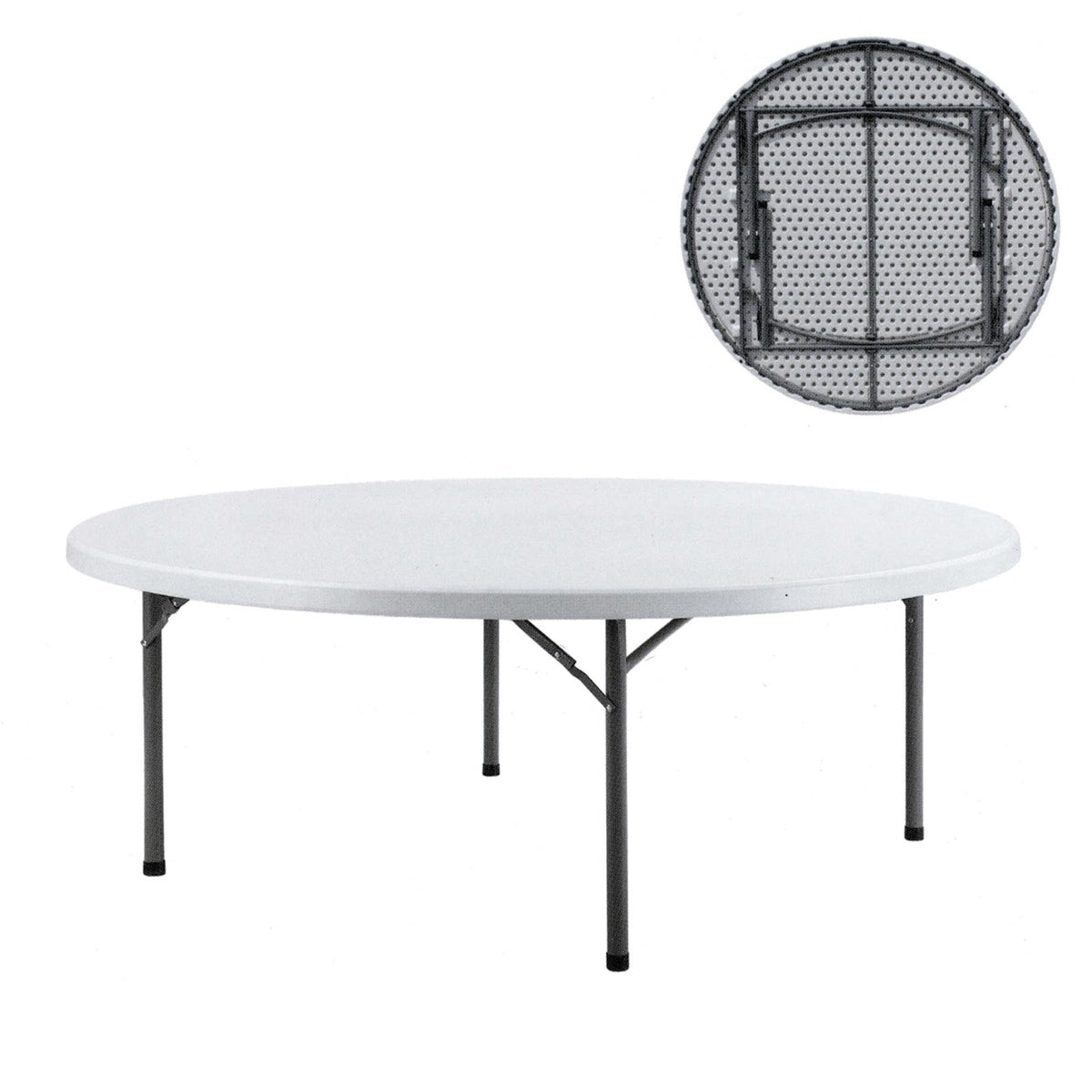 Tavolo Catering Tondo con Gambe Pieghevoli 180 cm H74