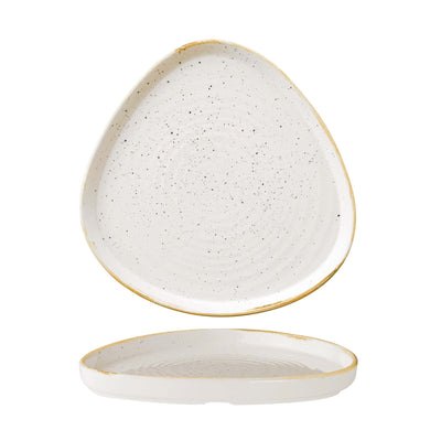Churchill Stonecast Bianco Puntinato Piatto Piano Triangolare Impilabile 20 cm 6 Pezzi