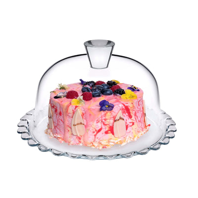 Pasabahce Petit Patisserie Vassoio in Vetro con Campana Ø 26,4 cm H 16,8 cm