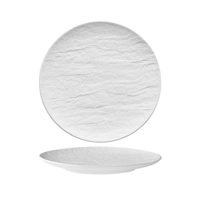 Erosion Piatto Frutta Bianco in Porcellana Effetto Pietra Ø 21 cm 6 Pezzi