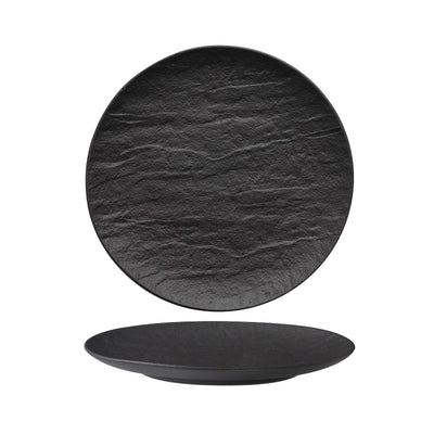 Erosion Piatto Frutta Nero in Porcellana Effetto Pietra Ø 21 cm 6 Pezzi