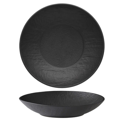 Erosion Piatto Gourmet Nero in Porcellana Effetto Pietra 27 cm 3 Pezzi