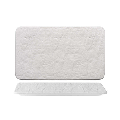 Erosion Vassoio Rettangolare Bianco in Porcellana Effetto Pietra 25x15 cm 6 Pezzi