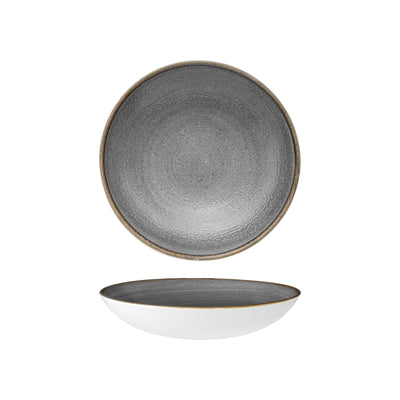 Churchill Stonecast Raw Nero Piatto Fondo in Ceramica Ø 24,8 cm 12 Pezzi